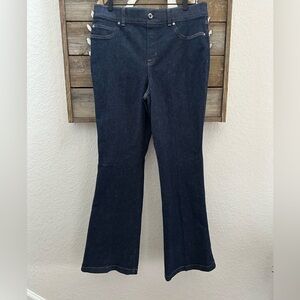 Spanx dark wash pull‎ on Women's flare denim Jeans ladies XL NWT